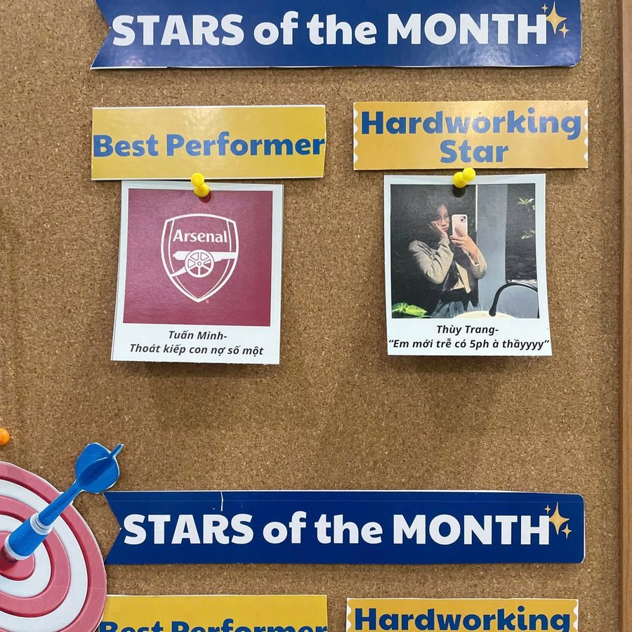 Bảng Stars of the Month vinh danh học viên tiêu biểu trong tháng